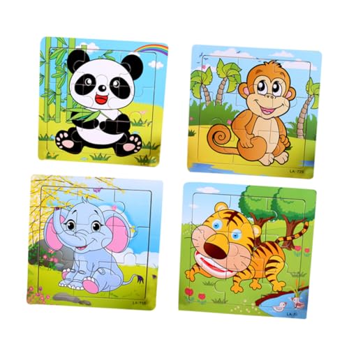 Abaodam 4 Stück Tier Puzzle Aus Holz Für Kleinkinder Buntes Lernspielzeug Für Vorschulkinder Pädagogisches Und Sensorisches Spiel Mit Elefant Tiger Panda Und Ideales Für von Abaodam