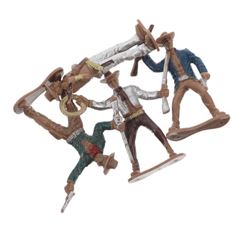 Abaodam 4 Stück Western-Cowboy-Modell Cowboys-Modell Cowboy-Statue Mini-Cowboy-Modell Cowboy-Dekoration Puppenhaus Zubehör Westliche Schlafzimmereinrichtung Miniatur-Cowboy-Figur Plastik von Abaodam