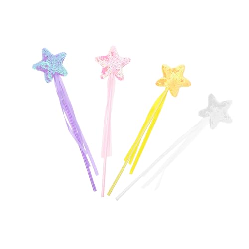 Abaodam 4 Stück Zauberstab Fairy Wand Kinder Fastnacht Accessoires adventsgeschenke Kinder laufstall Spielzeug Bühnenleistungsrequisite für Kinder Sterne Fee Sticks Feenstab Stoff von Abaodam