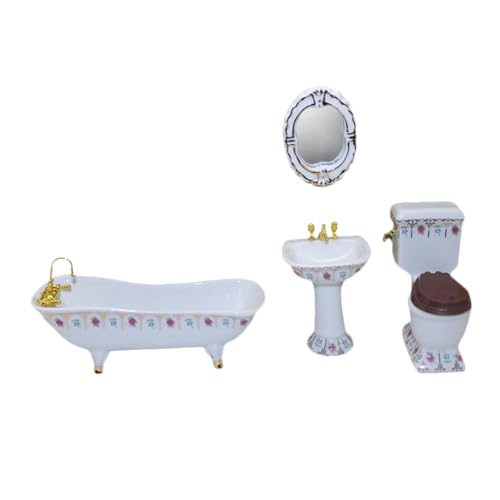 Abaodam 4 Stück Zubehör für Puppenhäuser Wanne Dollhouse Decor Becken Miniatur Liege Porzellan Mini-Hausdekoration Zubehör für Möbelpuppen Mini- -Badezimmer Mini-Hausbedarf Keramik Weiß von Abaodam