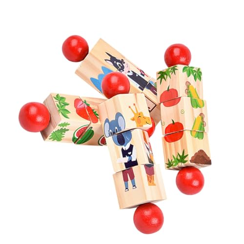 Abaodam 4 Stück bausteine ​​für tierpuzzle holzspielzeug Pädagogisches Lernspielzeug Educational Toys Puzzle- pädagogisches rotierendes hölzern von Abaodam