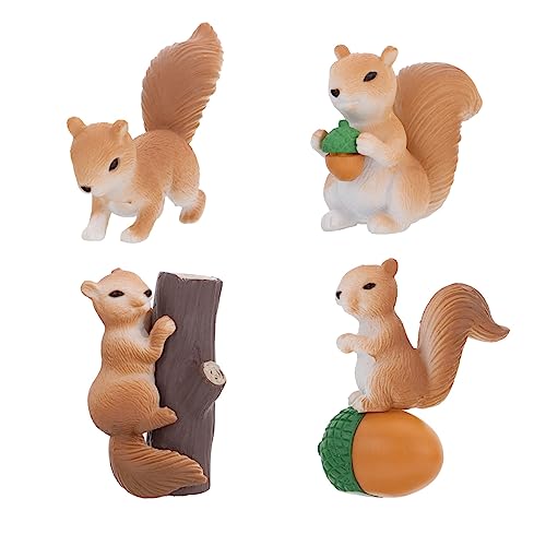 Abaodam 4 Stück kleines Eichhörnchen-Modell Mini-Tiere Mikrospielzeug Puzzlespielzeug Kindergarten Mini Waldtier Kindertierspielzeug Mini-Waldtierspielzeug PVC Colorful von Abaodam