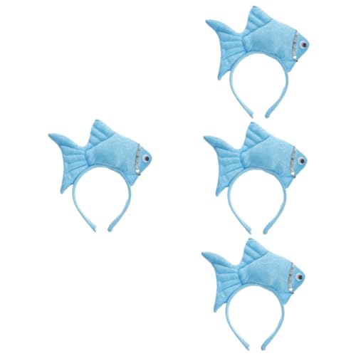 Abaodam 4 Stück tierische Kopfbedeckung schönes Cartoon-Stirnband Fisch Stirnband Hai-Stirnbänder kreatives Stirnband Kostüm Halloween Party-Haar-Accessoire Plüsch-Stirnband Stoff Blue von Abaodam