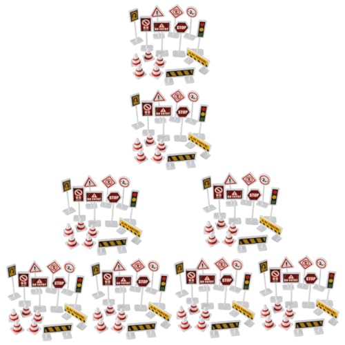 Abaodam 48 Sätze Straßensperre Zeichen Simulation Straßenschild Zebrastreifen leichtes Spielzeug verkehrserziehung Spielzeug für Kinder Spielzeuge Verkehrsschild selber Machen Mini-Anzeige von Abaodam