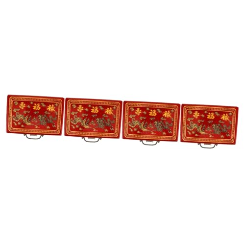 Abaodam 4er-Box Mahjong-Box Mahjong-Fliesen-hülle Mahjong-Halter Mahjong-fliesenhalter Schmuck Organizer Brust Mahjong-aufbewahrungskoffer Aufbewahrungsboxen Mahjong-zubehör Hölzern Rot von Abaodam