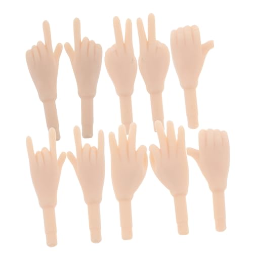 Abaodam 5 Paare Puppenzubehör Mit Weißem Körper Puppenhandgesten Falsche Hand Handpuppen Miniatur-fingerhände Kleine Puppenhände Mini-hände Puppenhände Basteln Puppenteile Plastik Beige von Abaodam