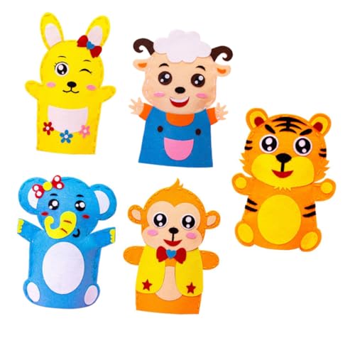 Abaodam 5 Sätze Handpuppe selber Machen Activity für Kinder aktivity für Kinder Toys Cartoon-Plüschtier handpuppen bastelmaterial Handpuppen für Kinder handpuppen DIY Material Tuch von Abaodam