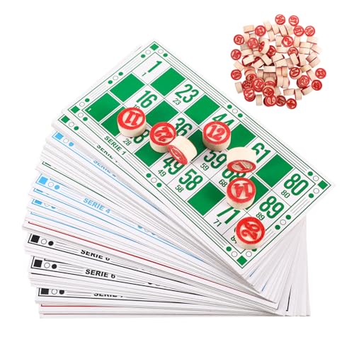 Abaodam 5 Sätze Russisches Bingo Bausatz Puzzle-Spielzeug Familienspiel Tombola Rusa hühner Spielzeug spielsachen für Kinder Card Games kartenspiel Bingo-Schach Figurenschachspiel Holz von Abaodam