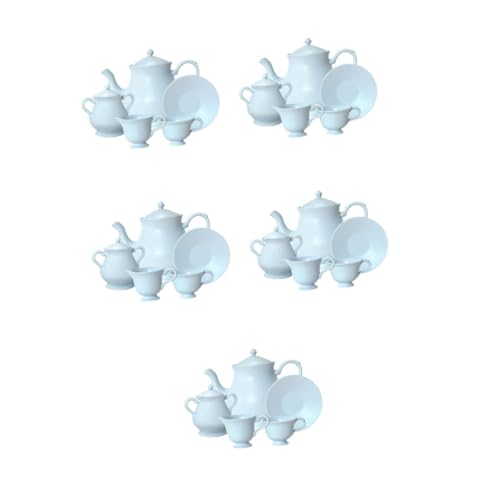 Abaodam 5 Sätze Tee Set Miniküche Miniatur- Mini-Dinge Mini-hausteetasse Teezubehör Mini-Tasse Mini-teetassen Kleine Tierfiguren Küche Spielset Küche Rollenspiel Legierung Sky-Blue von Abaodam