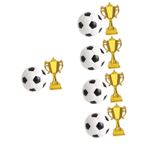 Abaodam 5 Sätze Trophäen-Fußballmodell Fußball-Kuchendekoration Mini-Fußball goldene Pokale fußball Spielzeug Plastik fußball Puppenhaus Fußbälle Mini-Hausfußball-Trophäe Wiederverwendbar von Abaodam