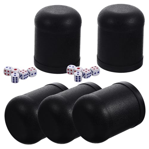 Abaodam 5 Sätze Würfelbecher kunststoffbecher plastikgläser Easy putz plastikbecher Ludo brettspiel würfel Tasse Würfel Shaker Tassen Party fünf Plastikwürfel Rate-Würfelspiel-Tool Black von Abaodam