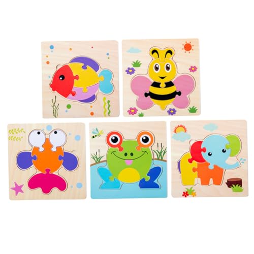 Abaodam 5 Stück 1 Satz Cartoon Holzpuzzles Lernspielzeug Puzzle Für Kinder -Puzzle Kinderpuzzle Puzzlematte Pädagogisches Spielzeug Puzzlebrett Aus Holz Puzzles Aus Holz Hölzern von Abaodam