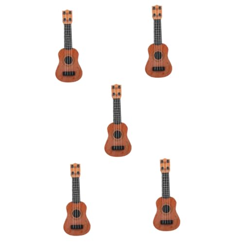 Abaodam 5 Stück Kindergitarrenspielzeug Banjo Instrumentenspielzeug Kindergitarrenspielzeug Puppenhaus Gitarrenstütze Kindermusikspielzeug Realistische Gitarrenfigur Ukulele von Abaodam