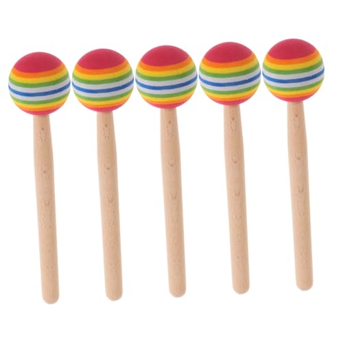 Abaodam 5 Stück Lollipop Drum Sticks Holz Drumsticks Sound Percussion Drum Sticks Hand Percussion Spielzeug Mit Holzgriffen Für Kinder Erwachsene von Abaodam