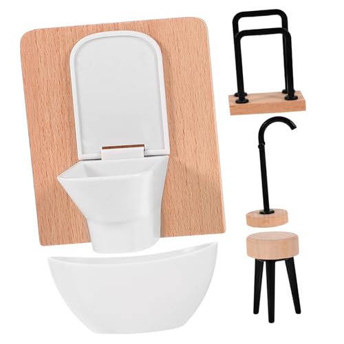 Abaodam 5 Stück Miniatur Badezimmer Zubehör Für Puppenhaus Badewanne Waschbecken Und WC Realistische Dekoration Für Puppenhaus Szenen Perfekt Für Rollenspiele Und Kreative von Abaodam