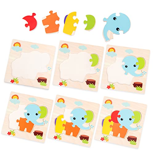 Abaodam 5 Teiliges Holz Cartoon Tiere Kinderpuzzle Set Holzspielzeug Mit Biene Frosch Fisch Und Elefant Fördert Kreativität Und Motorik Für Ab 3 Jahren von Abaodam