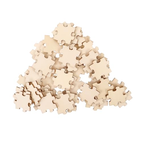 Abaodam 50 Stück Puzzlequadrate Aus Holz Leere Untersetzer Leeres Puzzle Leere Lesezeichen Puzzle-rohlinge Rätsel Für DIY-Handwerk Kinderpuzzle Bastelbedarf DIY-Puzzle Beige Hölzern von Abaodam