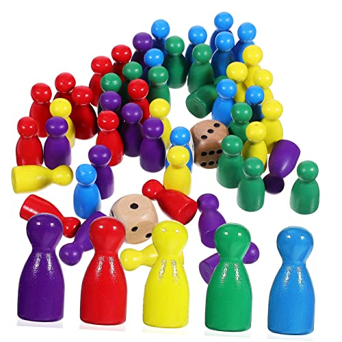 Abaodam 50 Stück Schachbrett Puzzle-Brett Brettspielfiguren Brettspiele Spielset Ludo-Spiel Würfelspiel Schachspiele Ketten-Dreieck-Spiel Schachmarker Lernspielzeug Brettspiel Schach Holz von Abaodam