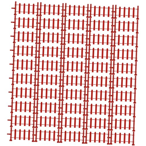 Abaodam 50 Stück Szenenzaunzubehör Grasgrenze Hauszaun Bausteine Bauernhof Zaun Spielzeug bauernhofspielzeug Farm Spielzeug Fechten Zubehör Requisiten für das Landschaftslayout Plastik rot von Abaodam
