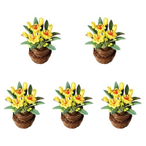 Abaodam 5St Puppenhaus Blumen Mini-Blumenvase Miniatur-Blumentopfdekoration Modelle Spielzeug gefälschte winziges Lilie Dekorationen Ornamente Zubehör schmücken von Abaodam