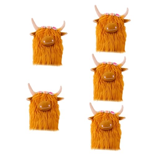 Abaodam 5St Yak-Puppe gefüllte Hochlandkuh Mini-Kuscheltiere realistische Kuscheltiere Plüschtiere Mini-Kühe Kuh plüschtier Kuh Spielzeug Kuhfigur Kuhplüsch gefüllte Kuhpuppe Stoff Yellow von Abaodam