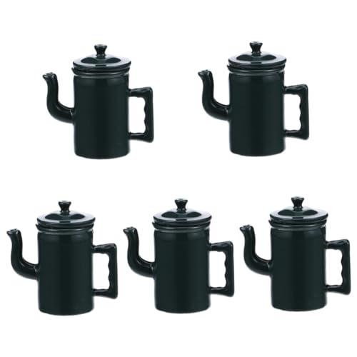 Abaodam 5St puppenhaus wasserkocher Mini-Hausküchengerät Wasserkrüge für Puppenhäuser kaffeekanne kaffeekännchen Miniatur-Wassertopf aus Metall mit Deckel Puppenhaus Miniatur-Wassertopf von Abaodam