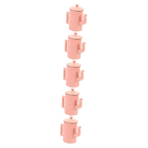 Abaodam 5St puppenhaus wasserkocher Mini-Küchenspielset realistische Wasserkocher-Statue puppenstubenmöbel Dollhouse Furniture Spielzeug Wasserkessel Mini-Kaffeekanne für Puppenhaus Rosa von Abaodam