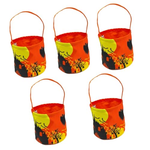 Abaodam 5st Halloween-lichteimer Halloween-süßigkeiten-eimer Halloween-schmuck Kürbis-süßigkeiten-eimer Halloween-requisiten Halloween-süßigkeitstüte Goodie-bags Für Kinder Segeltuch von Abaodam