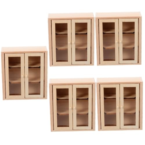 Abaodam 5st Puppenhausmöbel Mini-verzierung Mini- Holzschrank Simulation Mini-Schrank Mini-aufbewahrungsschrank Mini-schrankverzierung Modell Eines Bücherregals Aus Holz Hölzern von Abaodam