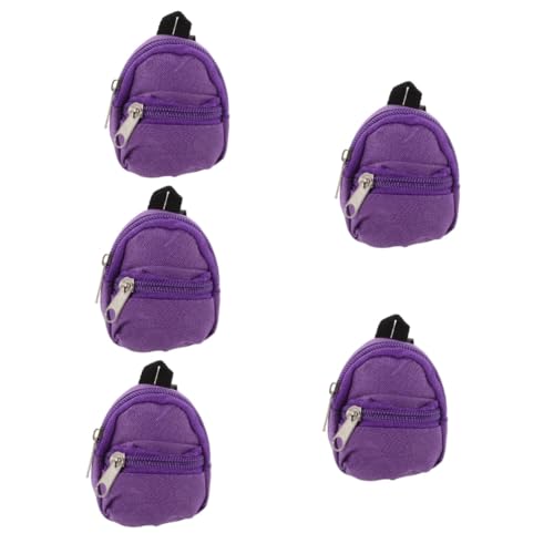 Abaodam 5st Puppenrucksack Kleine Puppentasche Decora- Mini-Rucksack Für Puppen Zubehör Für Die Puppenhausschule Reisezubehör Für Puppen Mini-Schultasche Mini-rucksäcke Stoff Violett von Abaodam