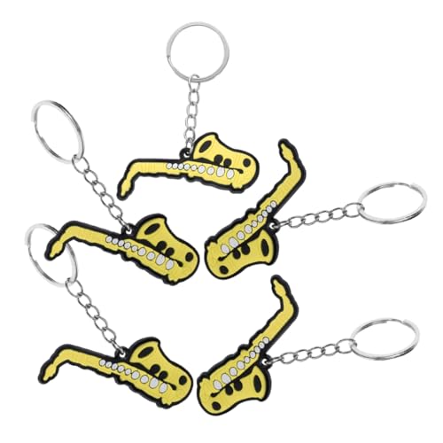 Abaodam 5st Saxophon-charme Schlüsselband Schlüsselbund Ring Kleine Schlüsselanhänger Schlüsselanhängerhalter Schlüsselanhänger Drehbar Schlüsselanhänger Aus Yellow Pvc von Abaodam