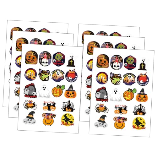 Abaodam 6 Blätter Halloween-Aufkleber Halloween rundes Etikett Geschenkverpackungsaufkleber Halloween Aufkleber Halloween Sticker packbeutel Halloween-Elemente-Aufkleber Taschenaufkleber von Abaodam