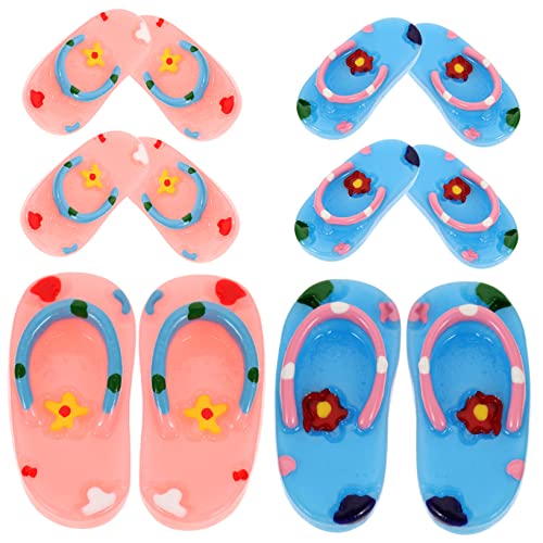 Abaodam 6 Paare Pantoffel-Ornamente aus Harz Sandalen Strand Hausschuhe hawaiisch im Freien Hausschuhe Ornamente Miniatur kleine Hausrequisiten sommerlicher Mini-Slipper Mini-Hausschuh von Abaodam