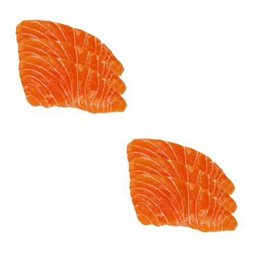 Abaodam 6 STK Modell Lachsfilet Miniatur-Essen Lachsförmiges Modell künstliche Lachsstütze Fisch Plüsch künstliche Fische dekofische Lachs-Modell naturgetreue Lachsscheiben PVC Orange von Abaodam