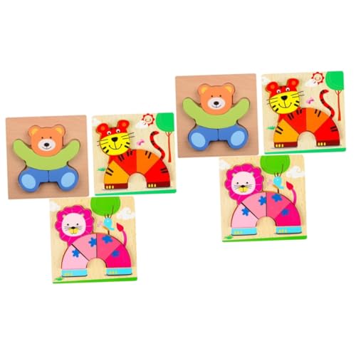 Abaodam 6 STK pädagogisches Spielzeug Holzspielzeug für Kleinkinder Holzspielzeug Set Holzspielzeug für Babys Puzzles aus Holz Puzzle für Kinder Cartoon Holzpuzzles Bambus von Abaodam