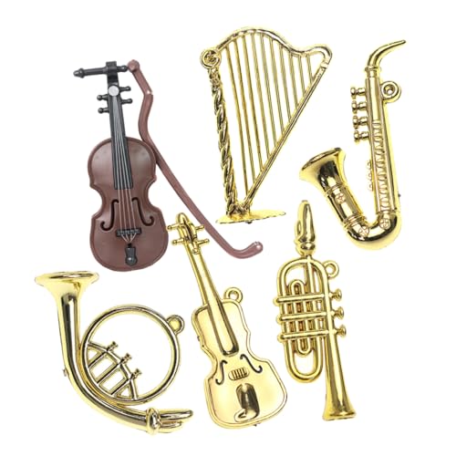 Abaodam 6 Stück Mini Musikinstrument Spielzeug Mini Musikinstrument Requisite Saxophon Spielzeug Mini Puppeninstrument Dekorationen Miniaturmodell Mini Hauseinrichtung von Abaodam