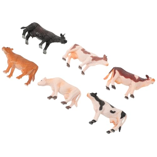 Abaodam 6 Stück Simulationstiermodell Kuh Tiere für Puppenhaus die Miniaturfiguren Miniatur-Bauernhof- Kuh Figur Minifigur Mini-Tischfigur Plastik von Abaodam