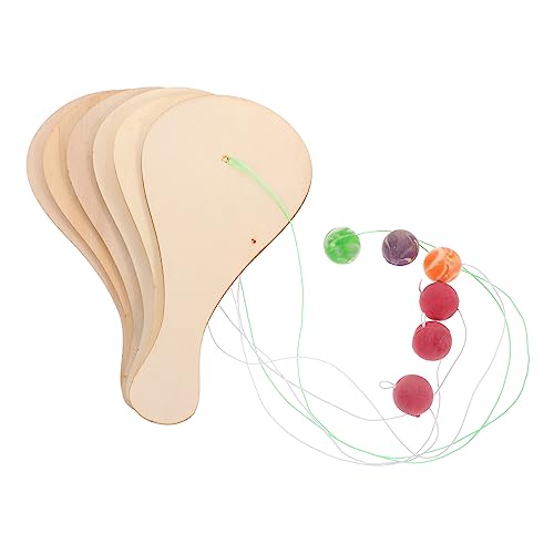Abaodam 6 Stück Weiße Billet Holzschlägerschläger Sportdekor Strandpaddelschläger Kinderspielzeug Tischtennisschläger Pickleball Paddelbälle Unfertige Studentenverbindungspaddel von Abaodam
