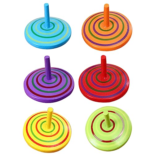 Abaodam 6st Hölzerner Kreisel Spielzeug Top Spielzeug Gyroskop-Spielzeug Für Kinder Tops Spielzeug Kinder Oben Spielzeuge Drehbare Tischplatten Aus Holz Spitzenspiel Bunte Holzplatten von Abaodam