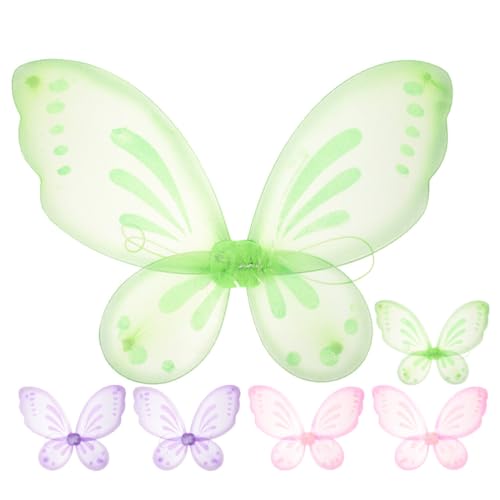 Abaodam 6st Kinderflügel Mädchen Feenflügel Schmetterlingsflügel Für Kinder Feen-elfenflügel Feenkostüm-Accessoire Funkelnde Flügel Cosplay Feenflügel Einzelne Schicht Nylon Dekorationen von Abaodam