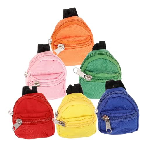 Abaodam 6st Kleine Schultasche Mini-puppentasche Kleiner Rucksack-schlüsselanhänger Schulbedarf Für Minipuppen Mini-Rucksack Für Puppen Zubehör Für Babypuppen Puppenhaus-Rucksack Polyester von Abaodam