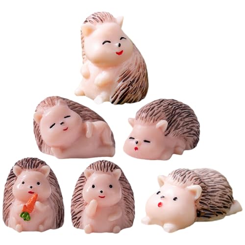 Abaodam 6st Miniaturfiguren Zum Basteln Murmeltier Stofftier Gartenzaun Zootiere Kleiner Igel Zwerge Gartendekoration Outdoor-Ornamente Igel Stofftier Mini-Igel-skulptur Harz von Abaodam