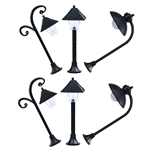 Abaodam 6st Modell Straßenlaterne Lampe Led Lichter Nacht Würfel Brunnen Im Freien Sonnenlicht Miniatur Kabel Solar- Solarstrahler Im Außenbereich Post PVC Black von Abaodam