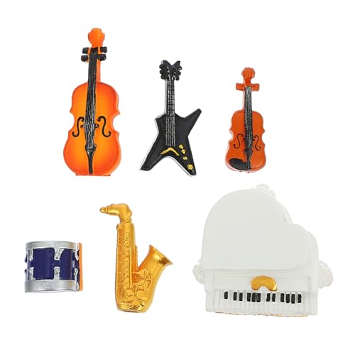 Abaodam 6st Simulierte Ornamente Für Musikinstrumente Gitarrenmodell Mini-Ornamente Winziges Gitarrendekor Mini-gitarrenspielzeug Miniatur-gitarrenspielzeug Harz Colorful von Abaodam