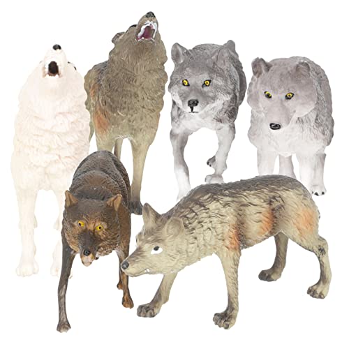 Abaodam 7 Teiliges Winter Wolfsrudel Modell Polarwolf Sammelfigur Spielende Kinder Miniaturspielzeug Realistisches Polarwolf Spielzeug Für Kinder Mini Tiere Spielzeug von Abaodam