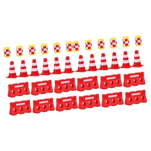 Abaodam 72 Stück Straßenschild Barrikade Spielzeug Miniatur-Verkehrsschild Spielzeug Verkehrskegel Straßenband Kindersicherheit Straßenlernspielzeug Verkehrsbarriere von Abaodam