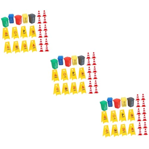 Abaodam 75 Teiliges Pädagogisches Kognitives Spielzeug Miniatur Verkehrsschilder Sicherheit Mini Verkehrskegel Spielset Verkehrsschilder Verkehrs Straßensperren Spielzeug Miniatur von Abaodam