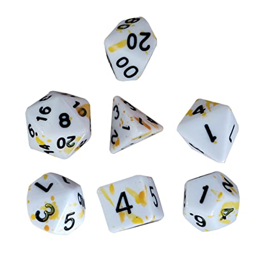 Abaodam 7st Brettspiel Würfel Spiel-Requisiten Unregelmäßige Punktwürfel Blutwürfel Würfel Für Rollenspiele Blutspritzerwürfel Yellow Acryl von Abaodam