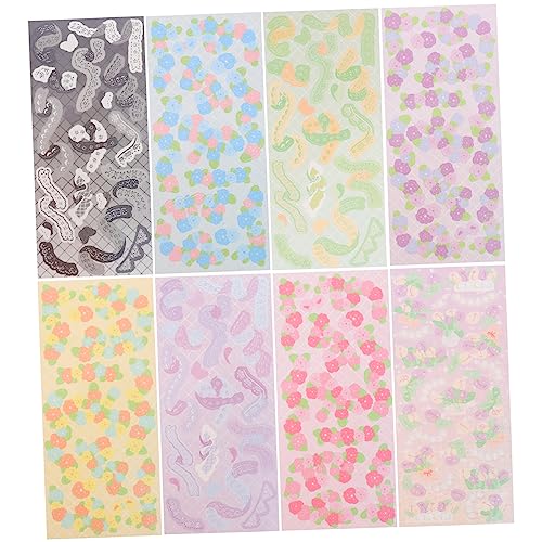 Abaodam 8 Blatt Taschen Flachblatt Aufkleber Niedliche Anime Aufkleber Retro Aufkleber DIY Material Aufkleber Aufkleber Scrapbooking Kinder Scrapbook Aufkleber DIY Hintergrund von Abaodam