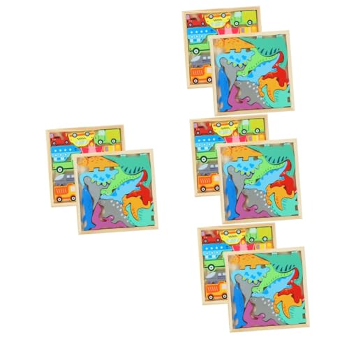 Abaodam 8 Kartons Puzzle für Kinder Denksportspielzeug Kinder Puzzles Stengel Kinder rätsel verkehrsampel dinozug Puzzle-Spielzeug für Kleinkinder Lernpuzzle dreidimensional Blöcke hölzern von Abaodam